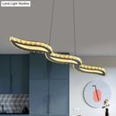 GobekUsa Minimalist LED Crystal Ceiling Light for Restaurant with Silver Island Pendant