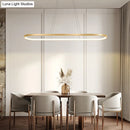 GobekUsa Minimalist LED Gold Plated Pendant Light Fixture for Table - Metal Oblong Design