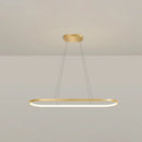 GobekUsa Minimalist LED Gold Plated Pendant Light Fixture for Table - Metal Oblong Design