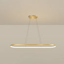 GobekUsa Minimalist LED Gold Plated Pendant Light Fixture for Table - Metal Oblong Design
