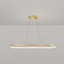 GobekUsa Minimalist LED Gold Plated Pendant Light Fixture for Table - Metal Oblong Design