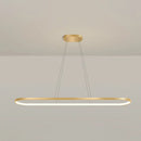GobekUsa Minimalist LED Gold Plated Pendant Light Fixture for Table - Metal Oblong Design