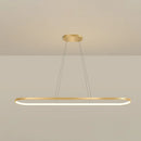 GobekUsa Minimalist LED Gold Plated Pendant Light Fixture for Table - Metal Oblong Design
