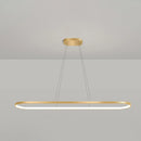 GobekUsa Minimalist LED Gold Plated Pendant Light Fixture for Table - Metal Oblong Design