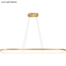 GobekUsa Minimalist LED Gold Plated Pendant Light Fixture for Table - Metal Oblong Design
