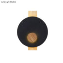 GobekUsa Minimalist LED Metal Disk Wall Light Fixture with Wood Backplate - Black/Grey/White