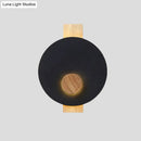 GobekUsa Minimalist LED Metal Disk Wall Light Fixture with Wood Backplate - Black/Grey/White