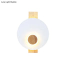 GobekUsa Minimalist LED Metal Disk Wall Light Fixture with Wood Backplate - Black/Grey/White