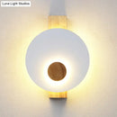 GobekUsa Minimalist LED Metal Disk Wall Light Fixture with Wood Backplate - Black/Grey/White
