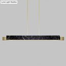 GobekUsa Minimalist LED Suspension Lighting Fixture: Rectangular Island Light with Marble Accent, Ideal for Dining Areas