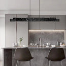 GobekUsa Minimalist LED Suspension Lighting Fixture: Rectangular Island Light with Marble Accent, Ideal for Dining Areas