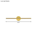 GobekUsa Minimalist LED Wall Sconce in Gold - Metal Linear & Round Vanity Light, 16"/23.5"/31.5" Wide