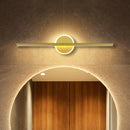 GobekUsa Minimalist LED Wall Sconce in Gold - Metal Linear & Round Vanity Light, 16"/23.5"/31.5" Wide