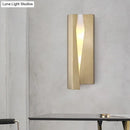 GobekUsa Minimalist LED Wall Sconce Light in Gold for Living Room - Metal Rectangle Wall Mount Lamp