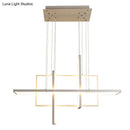 GobekUsa Minimalist LED White Frame Rectangular Hanging Light with Acrylic Island Lighting Fixture