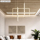 GobekUsa Minimalist LED White Frame Rectangular Hanging Light with Acrylic Island Lighting Fixture