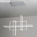 GobekUsa Minimalist LED White Frame Rectangular Hanging Light with Acrylic Island Lighting Fixture