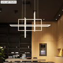 GobekUsa Minimalist LED White Frame Rectangular Hanging Light with Acrylic Island Lighting Fixture
