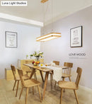 GobekUsa Minimalist LED Wood Rectangular Hanging Island Lamp - Acrylic Ceiling Suspension for Dinners