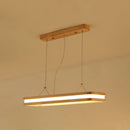 GobekUsa Minimalist LED Wood Rectangular Hanging Island Lamp - Acrylic Ceiling Suspension for Dinners