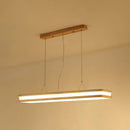 GobekUsa Minimalist LED Wood Rectangular Hanging Island Lamp - Acrylic Ceiling Suspension for Dinners