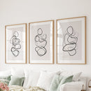Abstract Line Art Wall Art Set of 3. Minimalist Figure Drawings by Wall Art Set