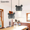 GobekUsa Cartoon Mouse Pendant Light: Nordic Iron Hanging Lamp for Children's Room, LED Lighting Fixtures