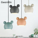 GobekUsa Cartoon Mouse Pendant Light: Nordic Iron Hanging Lamp for Children's Room, LED Lighting Fixtures