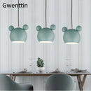 GobekUsa Cartoon Mouse Pendant Light: Nordic Iron Hanging Lamp for Children's Room, LED Lighting Fixtures