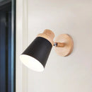 GobekUsa Minimalist Metal 1-Head Barrel Wall Lamp Sconce with Wood Backplate - Stylish Living Room Wall Light Fixture