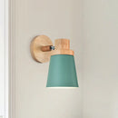 GobekUsa Minimalist Metal 1-Head Barrel Wall Lamp Sconce with Wood Backplate - Stylish Living Room Wall Light Fixture