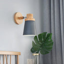 GobekUsa Minimalist Metal 1-Head Barrel Wall Lamp Sconce with Wood Backplate - Stylish Living Room Wall Light Fixture