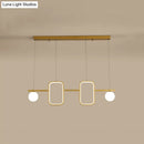 GobekUsa Minimalist Metal Dining Room Island Ceiling Light with Symmetrical Geometric LED Design and Cream Glass Shade