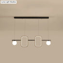 GobekUsa Minimalist Metal Dining Room Island Ceiling Light with Symmetrical Geometric LED Design and Cream Glass Shade