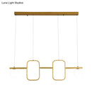 GobekUsa Minimalist Metal Dining Room Island Ceiling Light with Symmetrical Geometric LED Design and Cream Glass Shade