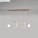 GobekUsa Minimalist Metal Dining Room Island Ceiling Light with Symmetrical Geometric LED Design and Cream Glass Shade
