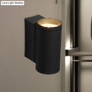 GobekUsa Minimalist Metal Wall Mounted Lamp: Tubular Black LED Sconce Light in Blue/Red/Green