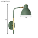 GobekUsa Minimalist Metal Wall Mounted Light with Dome Shade - Rectangular Arm Sconce in Grey/White/Green, 5.5" Wide