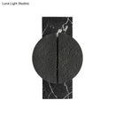 GobekUsa Minimalist Metallic Circle Wall Lamp with LED Sconce - Black/White - Rectangle Marble Backplate - Warm/White Light