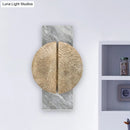 GobekUsa Minimalist Metallic Circle Wall Lamp with LED Sconce - Black/White - Rectangle Marble Backplate - Warm/White Light