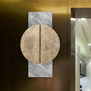 GobekUsa Minimalist Metallic Circle Wall Lamp with LED Sconce - Black/White - Rectangle Marble Backplate - Warm/White Light