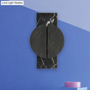 GobekUsa Minimalist Metallic Circle Wall Lamp with LED Sconce - Black/White - Rectangle Marble Backplate - Warm/White Light