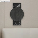 GobekUsa Minimalist Metallic Circle Wall Lamp with LED Sconce - Black/White - Rectangle Marble Backplate - Warm/White Light