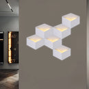 GobekUsa Minimalist Metallic Geometric Wall Mount Light: Cubic Shape, 1/2-Light White Wall Lamp for Corridor