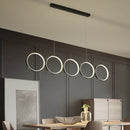GobekUsa Minimalist Metallic LED Black Island Suspension Lamp - Warm/White Light, 31.5"/39.5