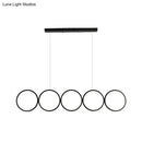 GobekUsa Minimalist Metallic LED Black Island Suspension Lamp - Warm/White Light, 31.5"/39.5