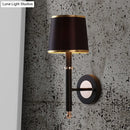 GobekUsa Minimalist Metallic Wall Sconce Light, 1-Light, Black/Flaxen, for Bedroom - 16"/18.5" Cone Wall Mount Lighting