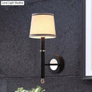 GobekUsa Minimalist Metallic Wall Sconce Light, 1-Light, Black/Flaxen, for Bedroom - 16"/18.5" Cone Wall Mount Lighting