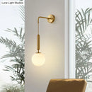 GobekUsa Minimalist Mini Globe Wall Sconce with Cream Glass and Gold Finish for 1-Bulb Wall Lighting