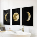 Celestial Moon 3 Piece Wall Decor. Gold Full Moon, Phases by Wall Art Set